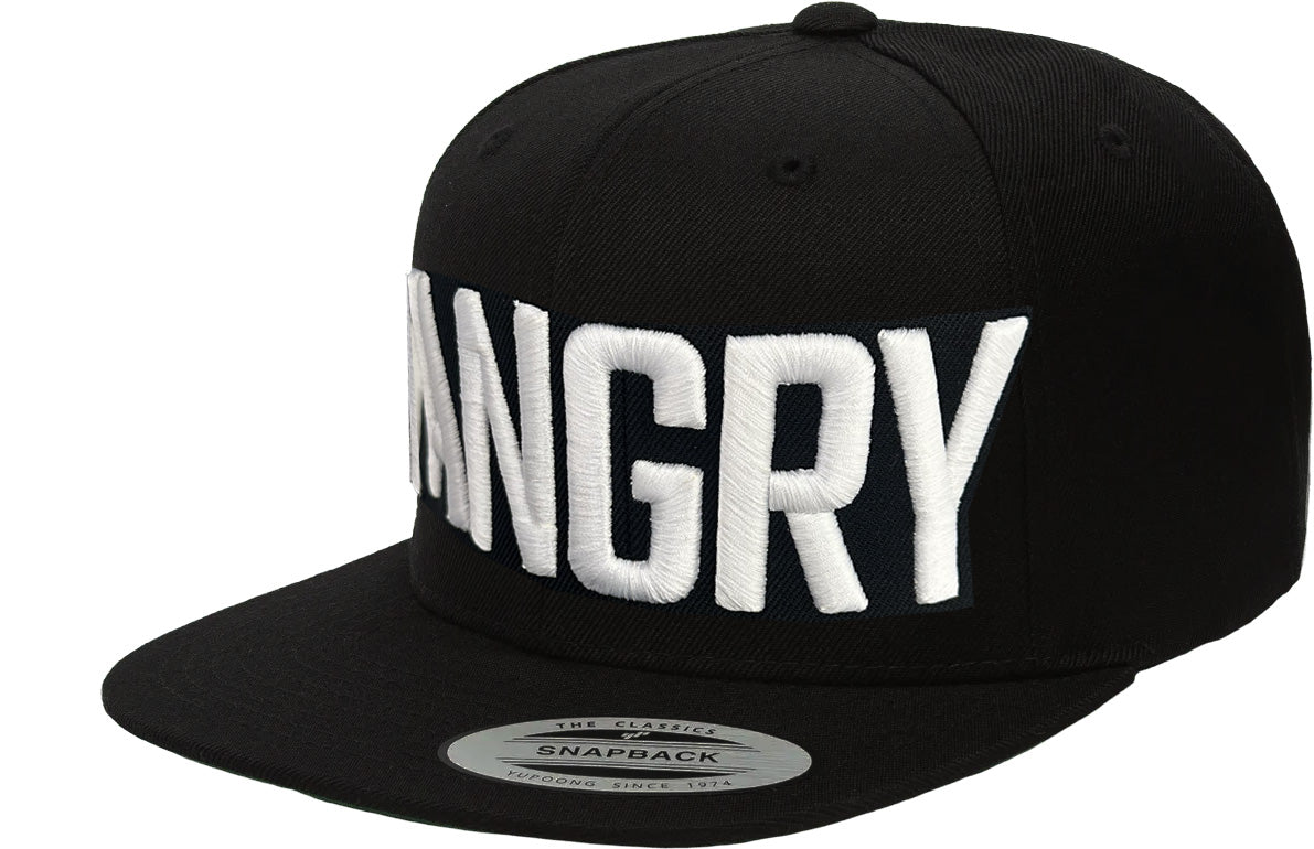 ANGRY Puff Snapback (White on Black Edition) image 0