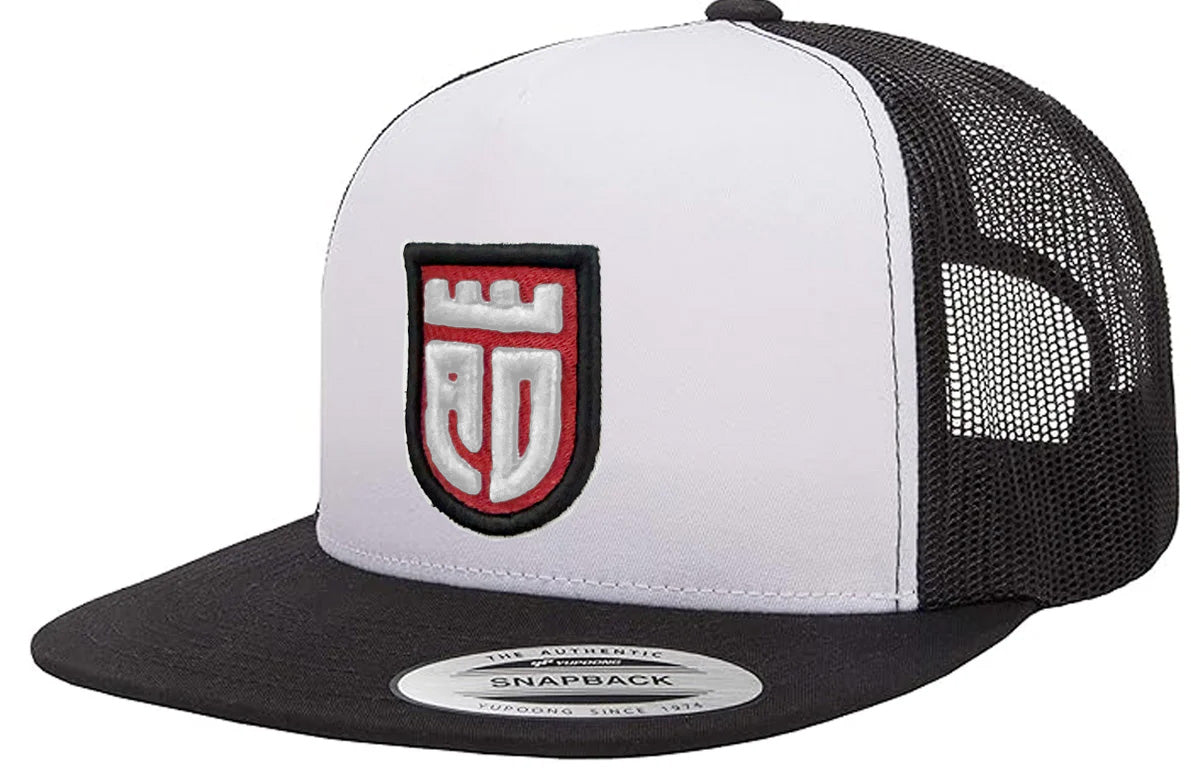 Angry Designer Shield (White) Trucker Hat